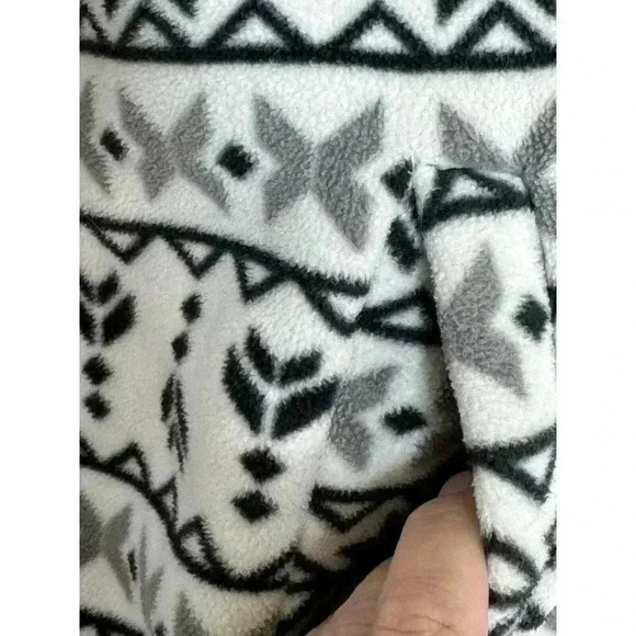 Large Keren Hart Fair Isle Full Zip Winter Fleece Vest Snowflake Sweater Vest - Picture 4 of 9